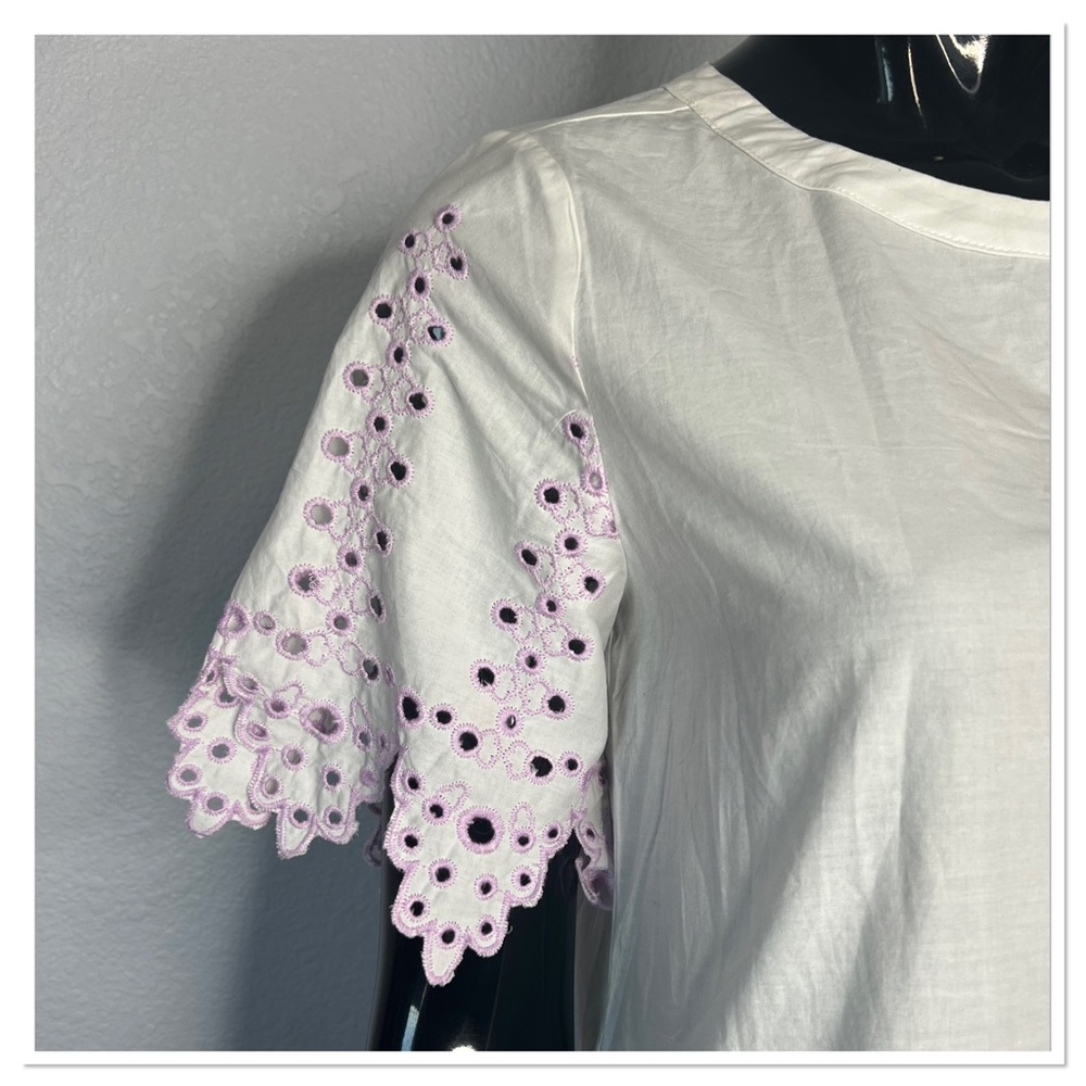 Sugar + Lips 2 Show Stopper White & Purple Embroidery Trimmed Dress Sz S NWT - Picture 4 of 12